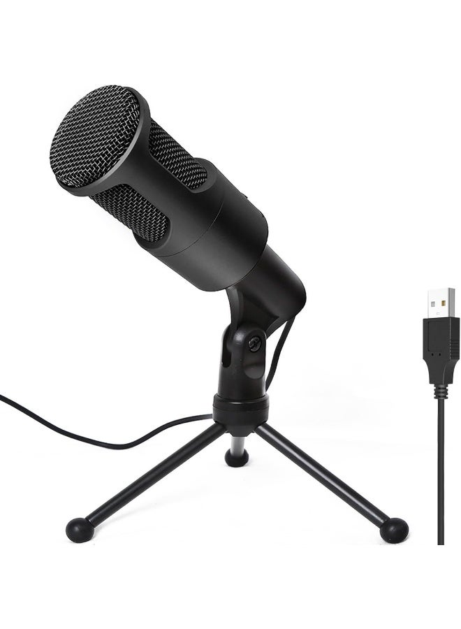 ميكروفون مكثف USB للبث الصوتي، مع حامل ثلاثي القوائم قابل للطي ومفتاح كتم الصوت - Image 4